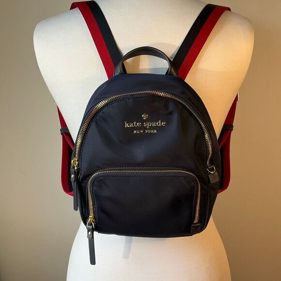 Kate Spade New York Small Watson Lane Hartley Varsity Stripe Nylon Backpack.prep - Picture 1 of 16